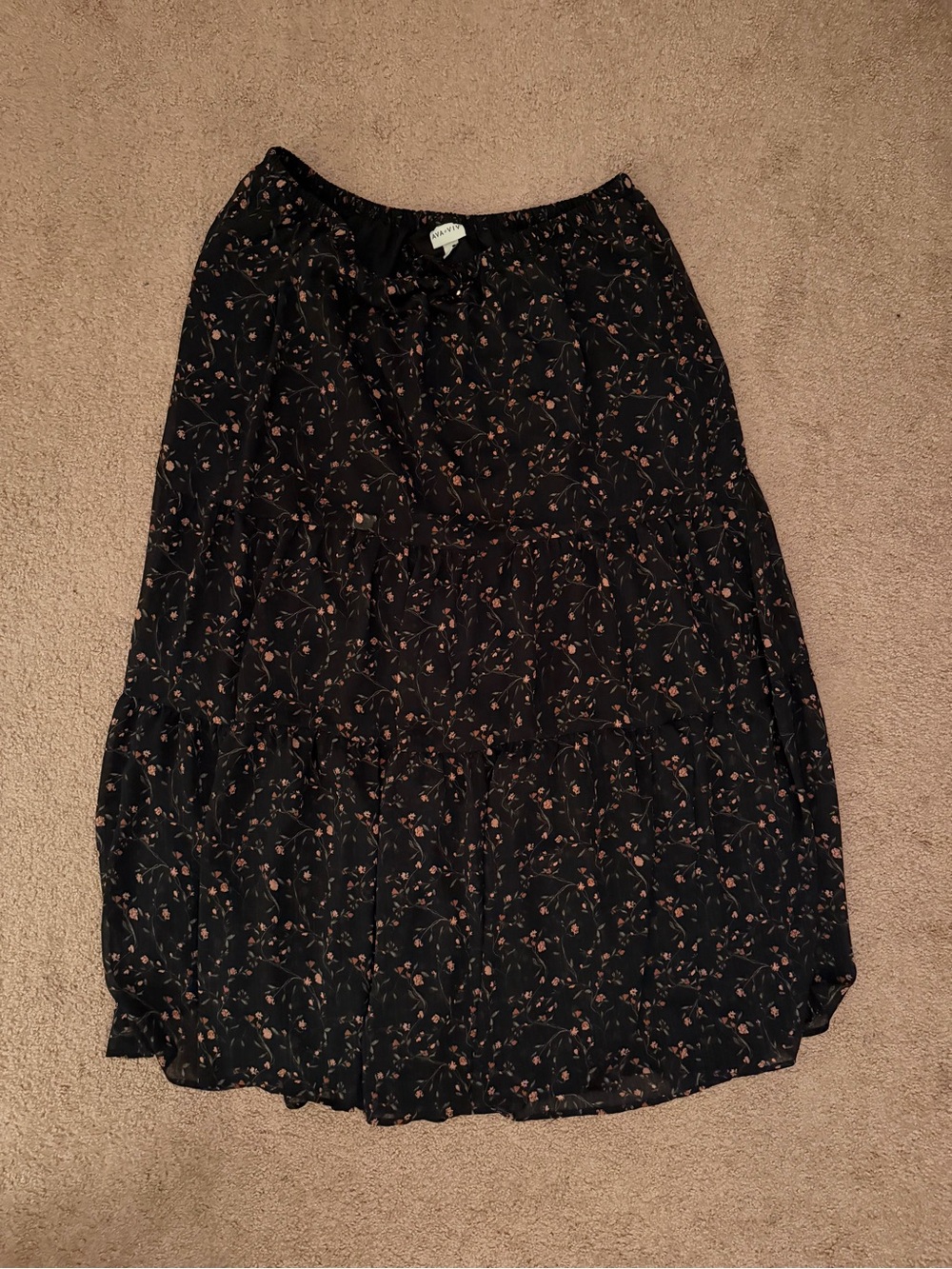 Ava & Viv Black Maxi Skirt with Floral Print